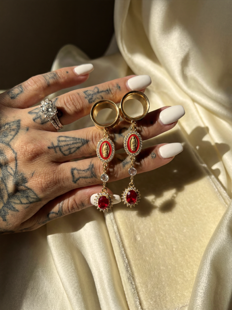 JEANNE – Écarteurs Vierge Rouge Or Mariage Romantique 6 à 38 mm