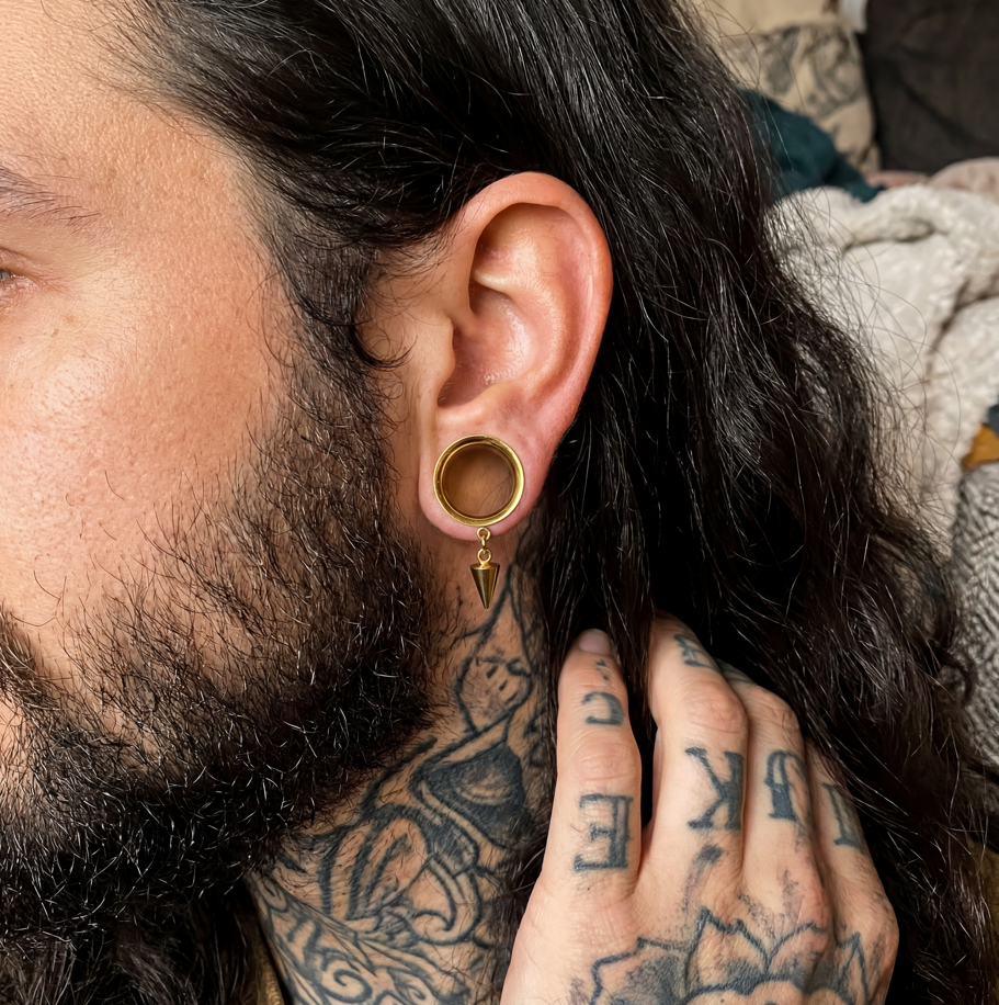 FABIEN - écarteurs dorés homme pics gothiques 6mm à 38mm