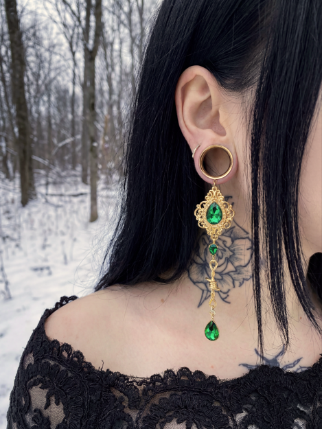 OLIVIA - écarteurs vert mariée baroque barbelé 6mm à 38mm
