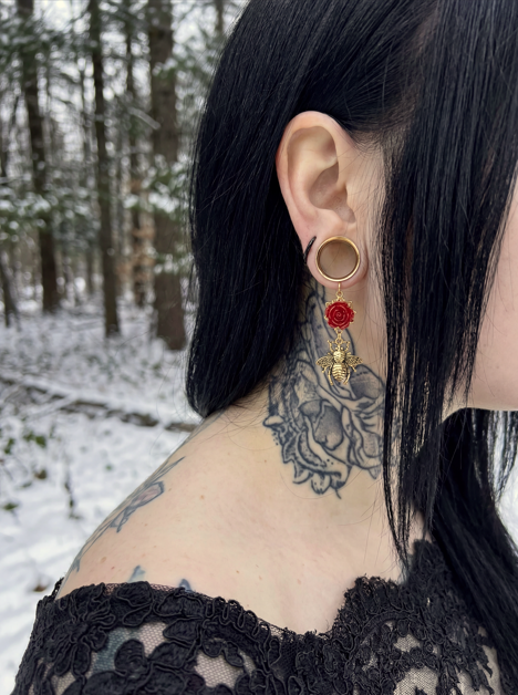 LUDIVINE - écarteurs de mariée romantique rose rouge 6mm à 38mm