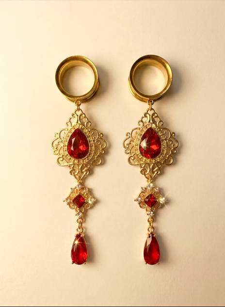 LULA - Gothic Ruby Red Baroque Plugs 6mm to 38mm