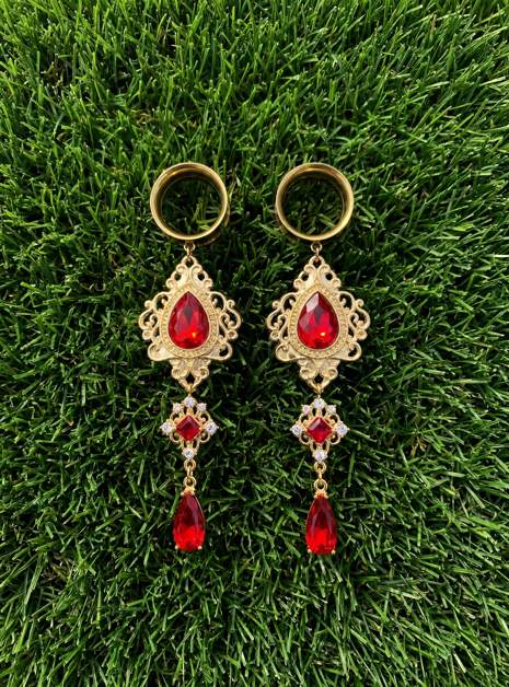 LULA - Gothic Ruby Red Baroque Plugs 6mm to 38mm