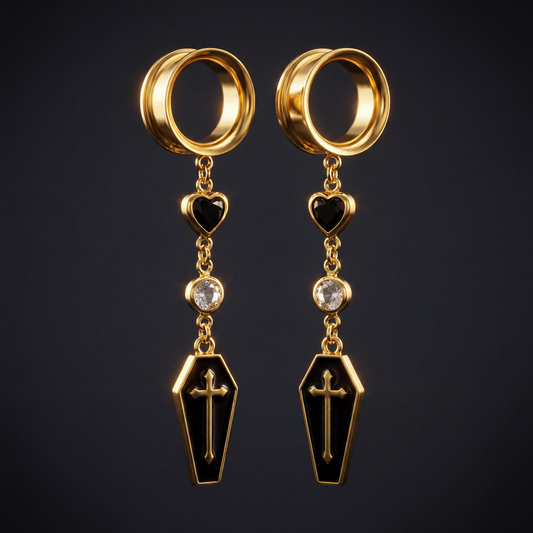 SAMARA - écarteurs cercueil noir gothique 6mm à 38mm