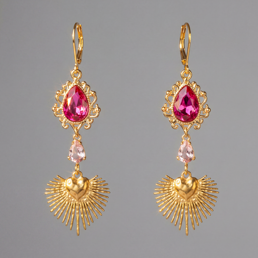 BETTY - Boucles d'oreilles baroques rose royales féminines girly