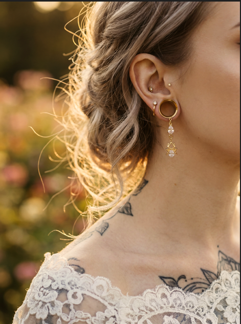 MARA - écarteurs  mariage dorés araignée diamant chic 6mm à 38mm