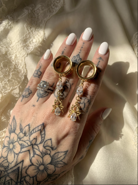 MARA - écarteurs  mariage dorés araignée diamant chic 6mm à 38mm