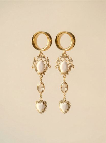 RACHEL - écarteurs dorés mariage blanc épuré 6mm à 38mm