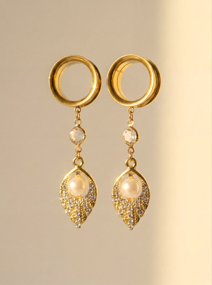 ISAURE - écarteurs dorés mariage strass perle nacrée 6mm à 38mm