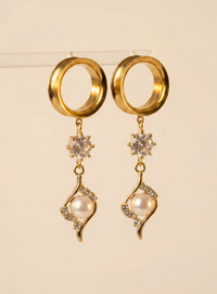 SABINE  - écarteurs dorés mariage diamant perle de culture 6mm à 38mm