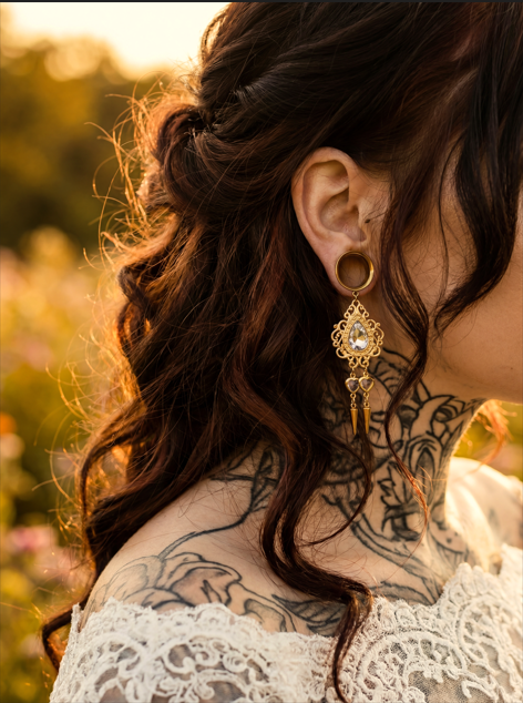 ANASTASIA - écarteurs dorés mariage baroque gris diamant 6mm à 38mm