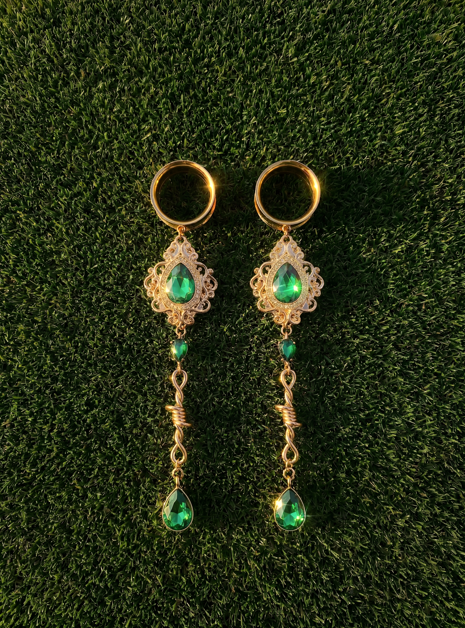 OLIVIA - Poison barbed baroque green ear stretchers 6mm to 38mm