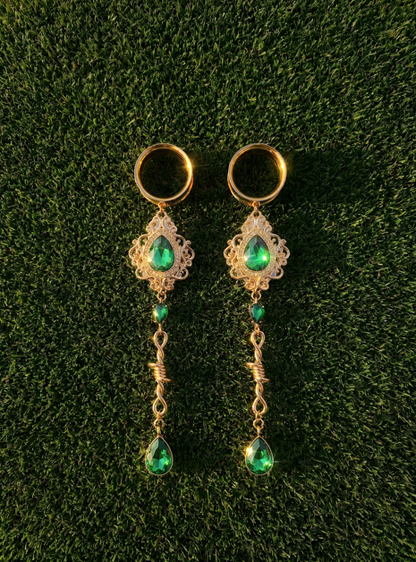 OLIVIA - Poison barbed baroque green ear stretchers 6mm to 38mm