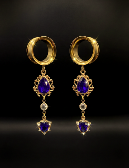 ALYSSA - Celestial Midnight Blue Gold Plugs 6mm to 38mm