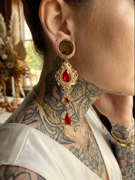 LULA - Gothic Ruby Red Baroque Plugs 6mm to 38mm