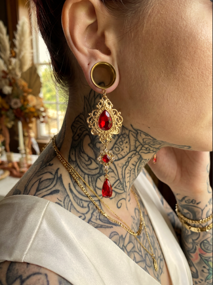 LULA- écarteurs rouge baroque gothique rubis 6mm à 38mm