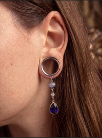 ALYSSA - écarteurs argent massif 925, oxyde de zirconium bleu et blanc