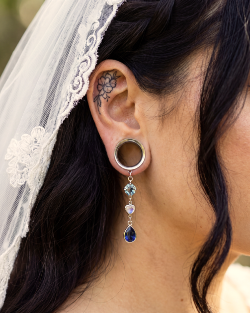 ELSA - écarteurs bleu glacial froid argent du 6mm au 38mm