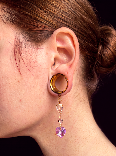 AMANDINE - écarteurs  coeur Swarovski® féminin violet 6mm à 38mm