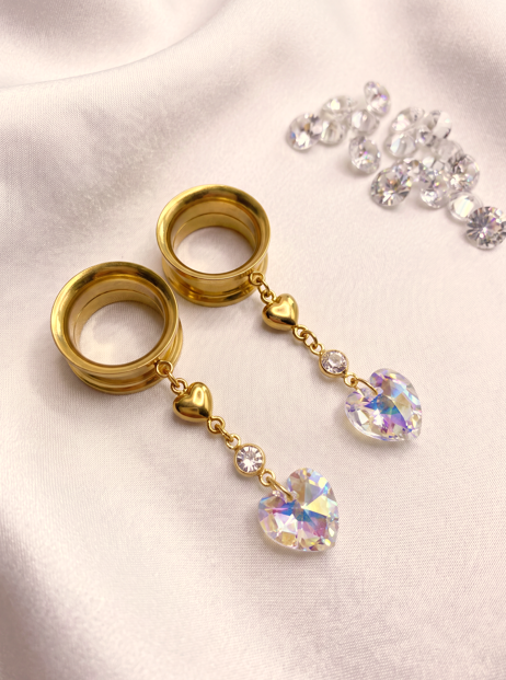 ELEONORE - écarteurs coeur blanc Swarovski®  6mm à 38mm