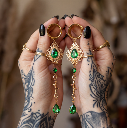 OLIVIA - écarteurs vert baroque barbelé poison 6mm à 38mm