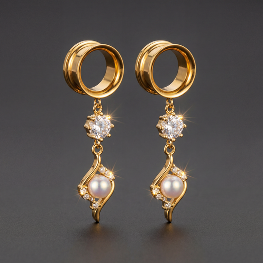 SABINE - Goldene Spreader Hochzeit Diamant Zuchtperle 6mm bis 38mm