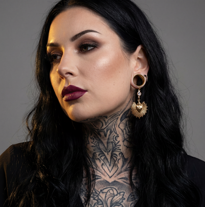 ADELAIDE - écarteurs dorés ex voto diamant 6mm à 38mm