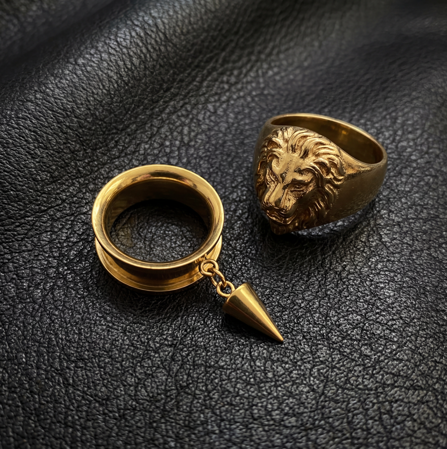 FABIEN - écarteurs dorés homme pics gothiques 6mm à 38mm