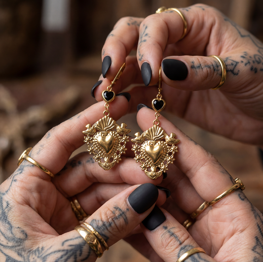boucles d'oreilles femme ex voto noir
