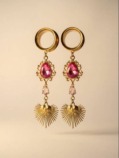 BETTY - pink girly ear gauges from 6mm to 38mm
