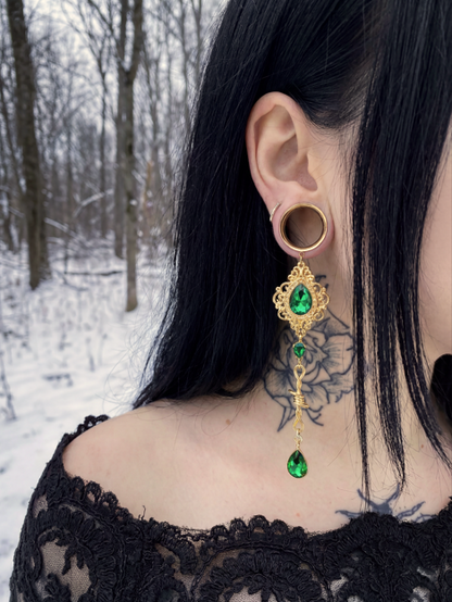 OLIVIA - écarteurs vert mariée baroque barbelé 6mm à 38mm
