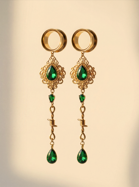 OLIVIA - écarteurs vert mariée baroque barbelé 6mm à 38mm