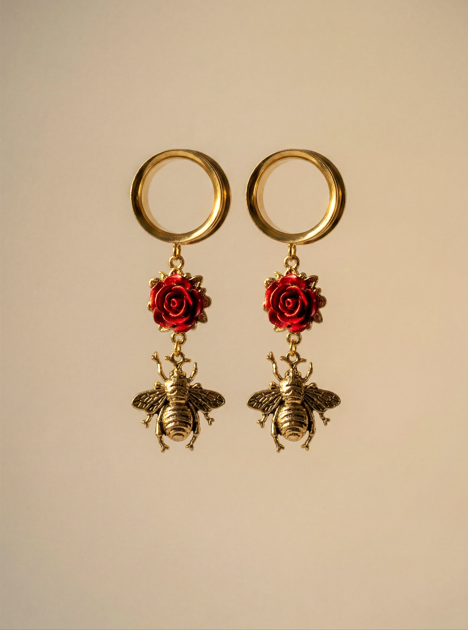 LUDIVINE - écarteurs de mariée romantique rose rouge 6mm à 38mm