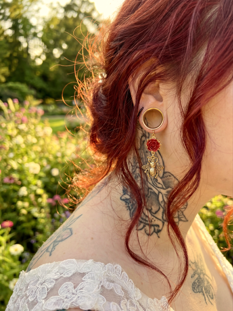 LUDIVINE - écarteurs de mariée romantique rose rouge 6mm à 38mm