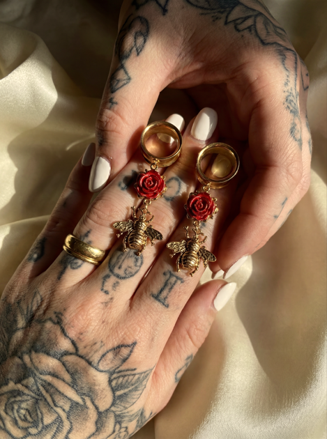LUDIVINE - écarteurs de mariée romantique rose rouge 6mm à 38mm