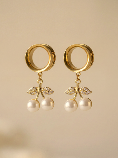 ISAURE - goldfarbene Dehnstäbe Hochzeit Strass Perlmuttperle 6mm bis 38mm