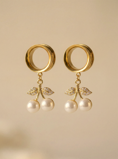 ISAURE - goldfarbene Dehnstäbe Hochzeit Strass Perlmuttperle 6mm bis 38mm