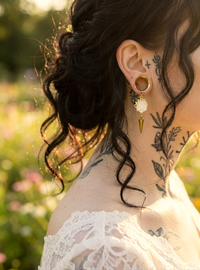 JUNE - écarteurs dorés mariage pic rose romantique 6mm à 38mm