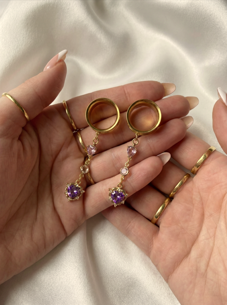 AMANDINE - feminine chic elegant gold tunnels rose mauve 6mm to 38mm