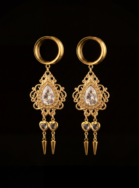 ANASTASIA - gold wedding tapers baroque grey diamond 6mm to 38mm