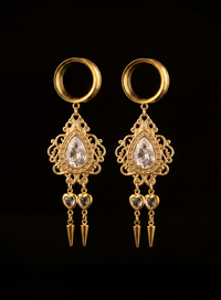 ANASTASIA - gold wedding tapers baroque grey diamond 6mm to 38mm