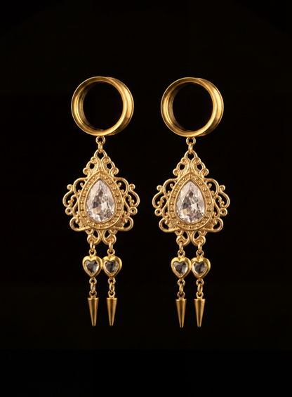 ANASTASIA - gold wedding tapers baroque grey diamond 6mm to 38mm