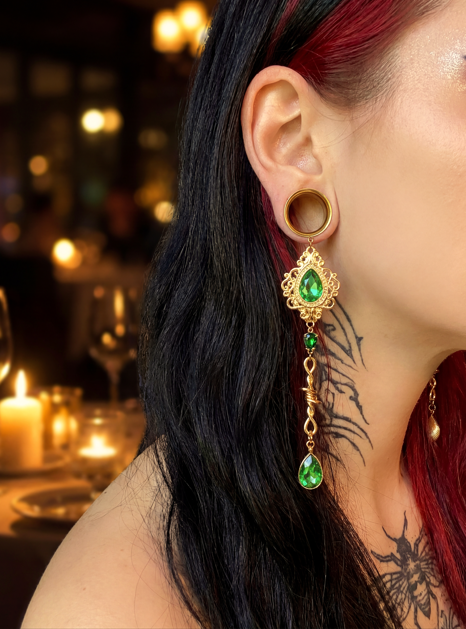 OLIVIA - Poison barbed baroque green ear stretchers 6mm to 38mm