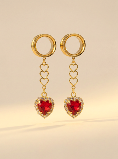 MARILYN - écarteurs coeur rouge ardent mariage diamant rubis 6mm à 38mm