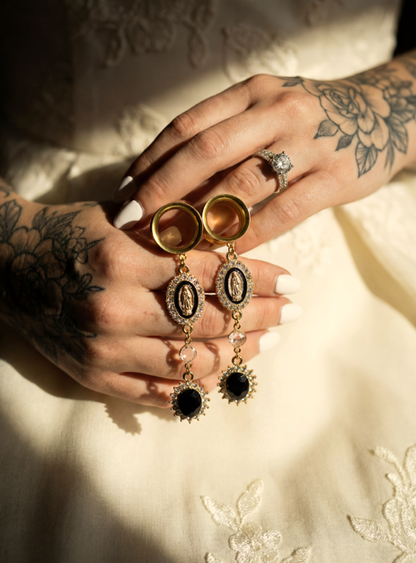 MARIE – Écarteurs Vierge Noire Or Mariage Romantique 6 à 38 mm