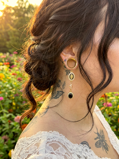 MARIE – Écarteurs Vierge Noire Or Mariage Romantique 6 à 38 mm