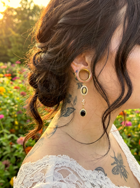 MARIE – Écarteurs Vierge Noire Or Mariage Romantique 6 à 38 mm
