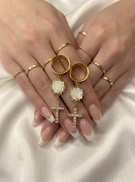 ISAURE - Gold-plated pearl and rhinestone wedding ear spreaders 6mm to 38mm
