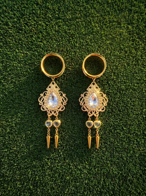 ANASTASIA - gold wedding tapers baroque grey diamond 6mm to 38mm