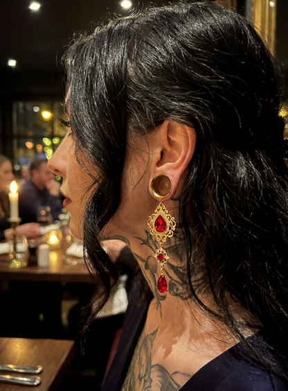 LULA - Gothic Ruby Red Baroque Plugs 6mm to 38mm