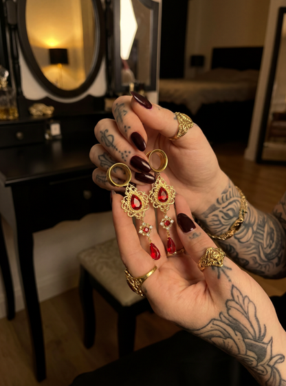 LULA - Gothic Ruby Red Baroque Plugs 6mm to 38mm